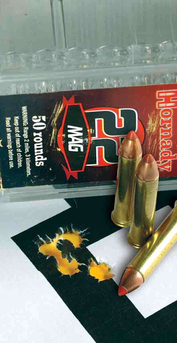 Hornady 30-grain V-MAX ammunition shot at 50 yards provided this .610-inch group.